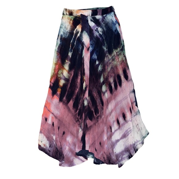 Blank London Tie Dye Midi Skirt Pink Purple Boho Shark Bite Hem Festival Witchy - Picture 2 of 7